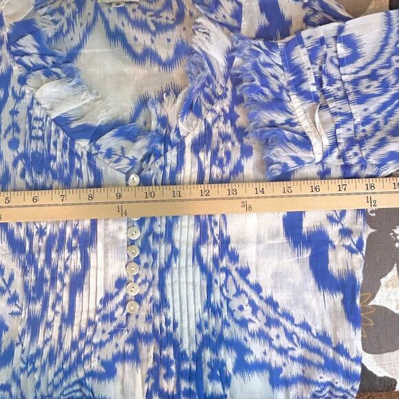 At Last Boho Hippie Babydoll Buttons Raw Edge Details Lagenlook Blue Luxury 8 - Picture 6 of 7